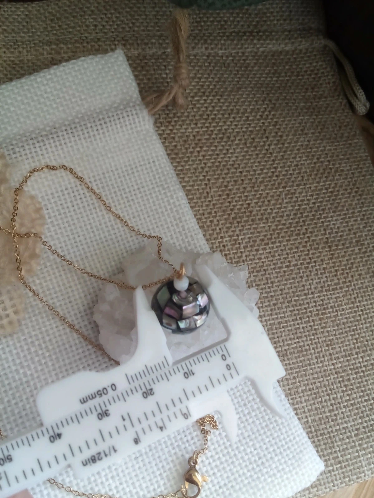 Collier bohemia pendentif nacre ormeaux – photo 3